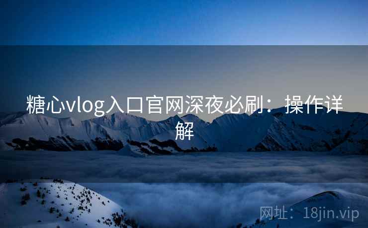 糖心vlog入口官网深夜必刷：操作详解
